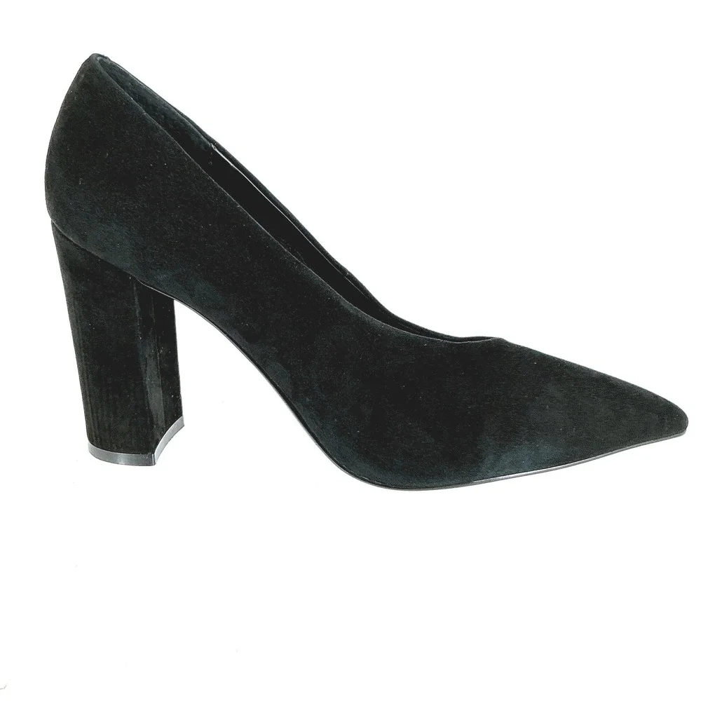 Jeffrey Campbell Size 8 Black Suede Pointed Toe Block Heel Pumps NEW $175